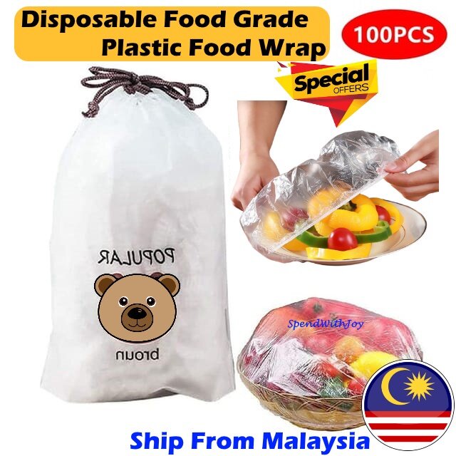 SpendWithJoy 100pcs Food Grade Disposable Plastic Wrap Food Cover