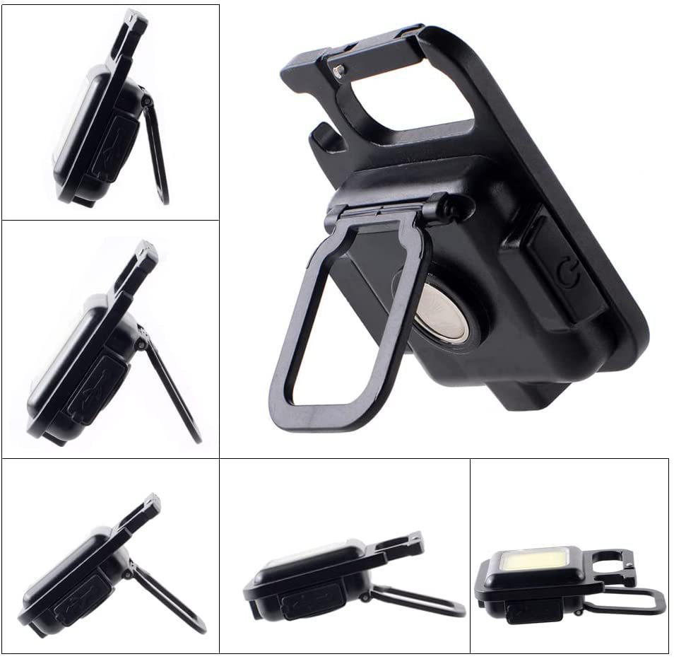 Mini COB Móc khóa Đèn pin USB 4 Chế độ sạc Đèn pha khẩn cấp đa chức năng