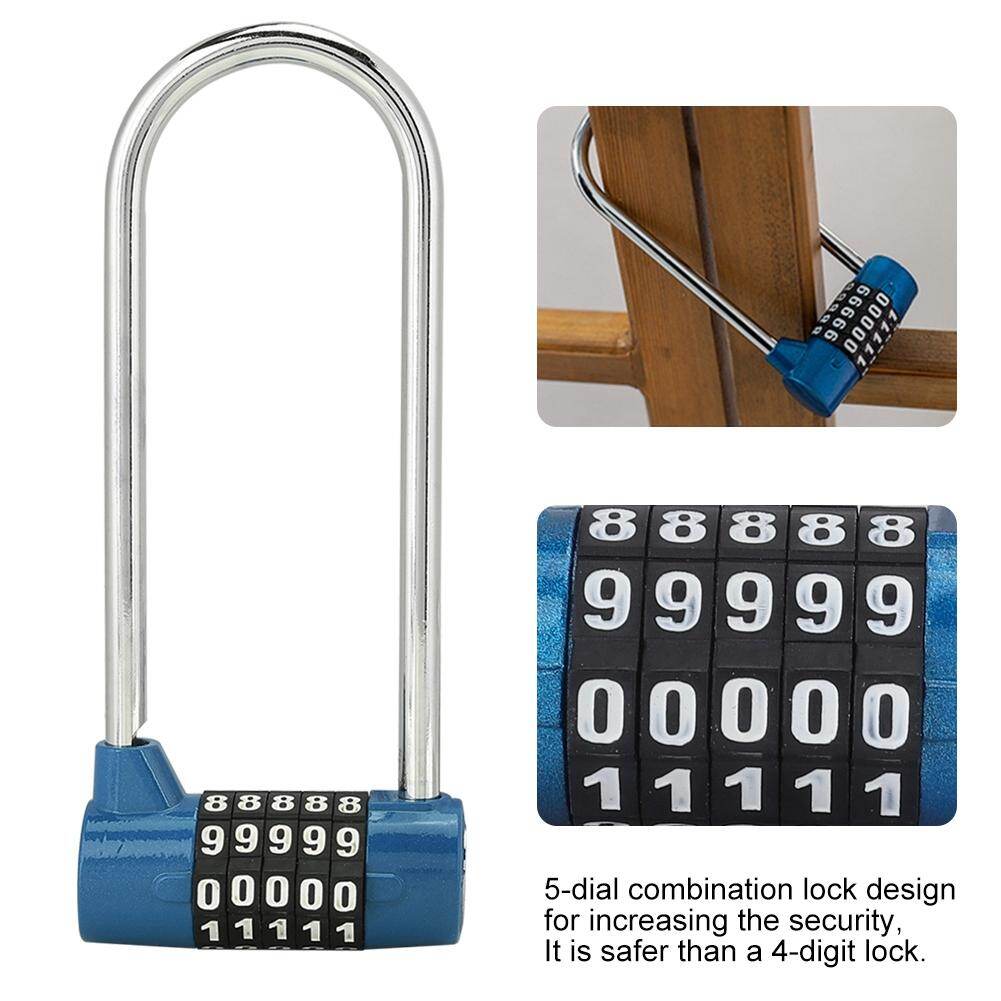 Alloy U-shape Combination Digit Password Code Lock Extra Long Cabinet Door Padlock