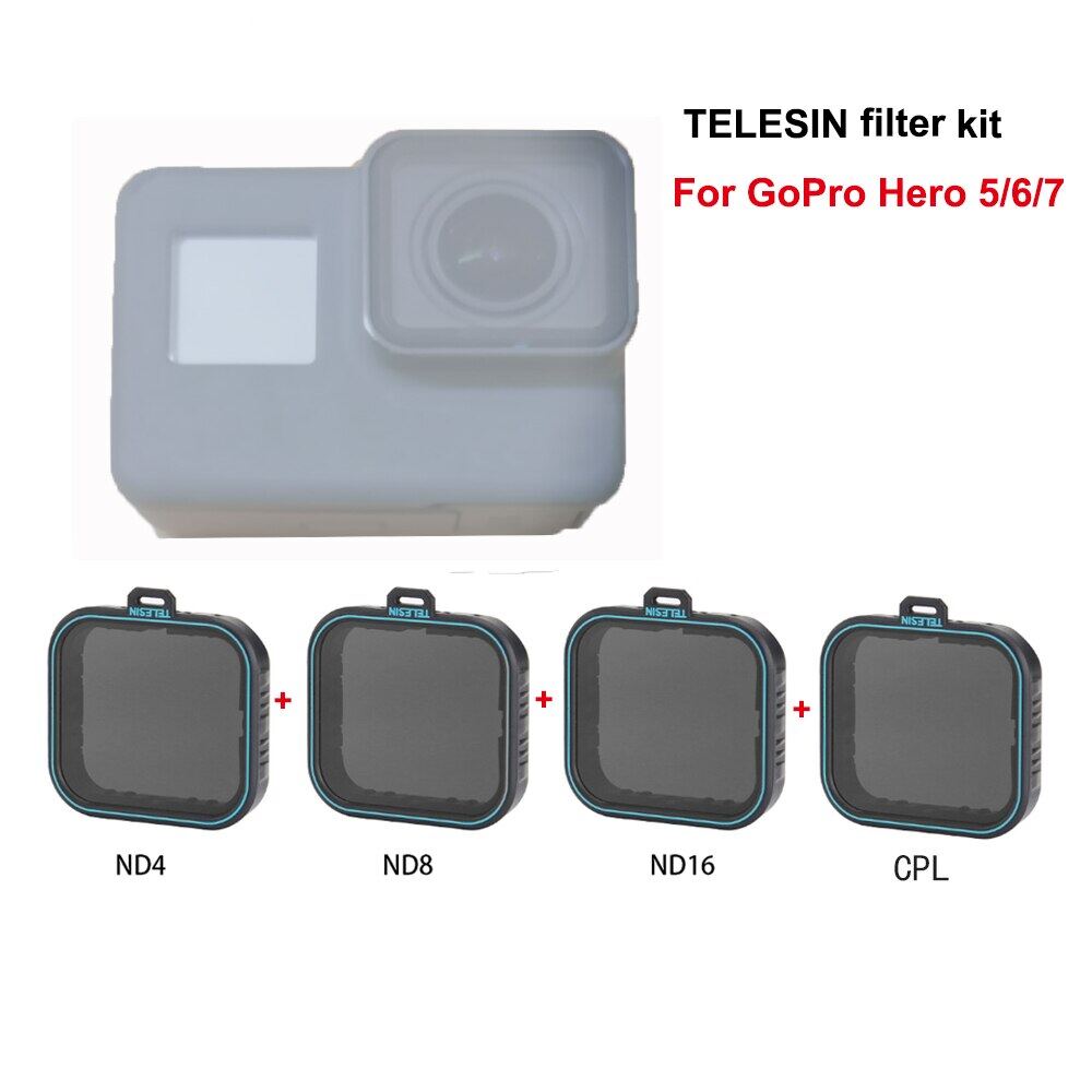 Neutral Density Lens Filter Kit for GoPro Hero 7 Black Hero 2018 Hero 6 Hero 5 Black TELESIN GoPro Lens Filter -3Pack ND4 ND16 GoPro Camera Lens Accessories ND8 ND 4/8/16 