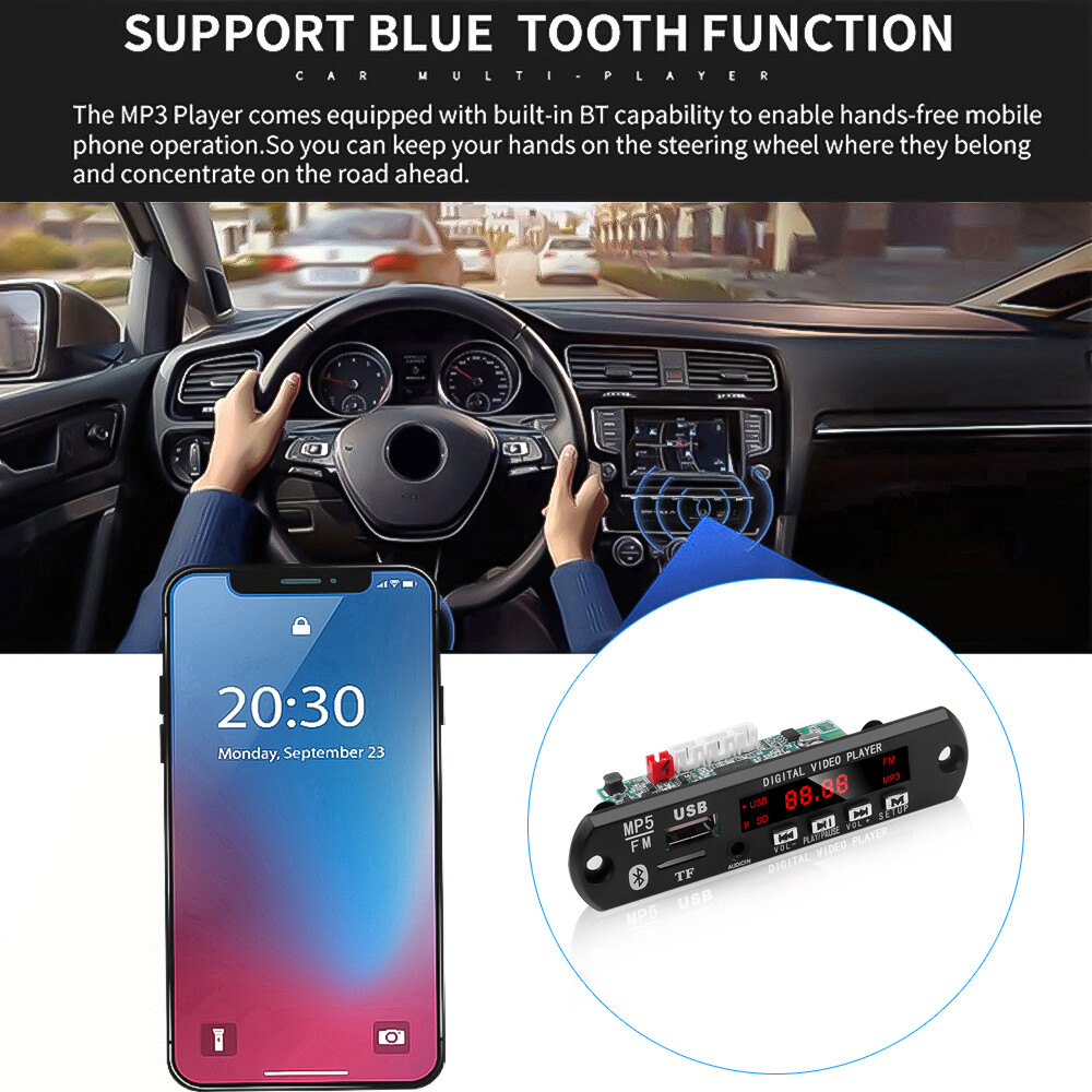 Bo Mạch Giải Mã MP5 Bluetooth Mô-đun Giải Mã Máy Phát Video MP5 Âm Thanh Bluetooth 5.0 Không Dây DC 12V Hỗ Trợ USB TF Đài FM Chức Năng Video Âm Thanh MP3 WAV MP4 MP5 Có Điều Khiển Từ Xa
