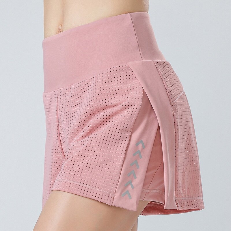 Summer Running Fitness Yoga Pants Breathable Fake Two-piece Light Proof Shorts Loose Side Pocket Hot Pants