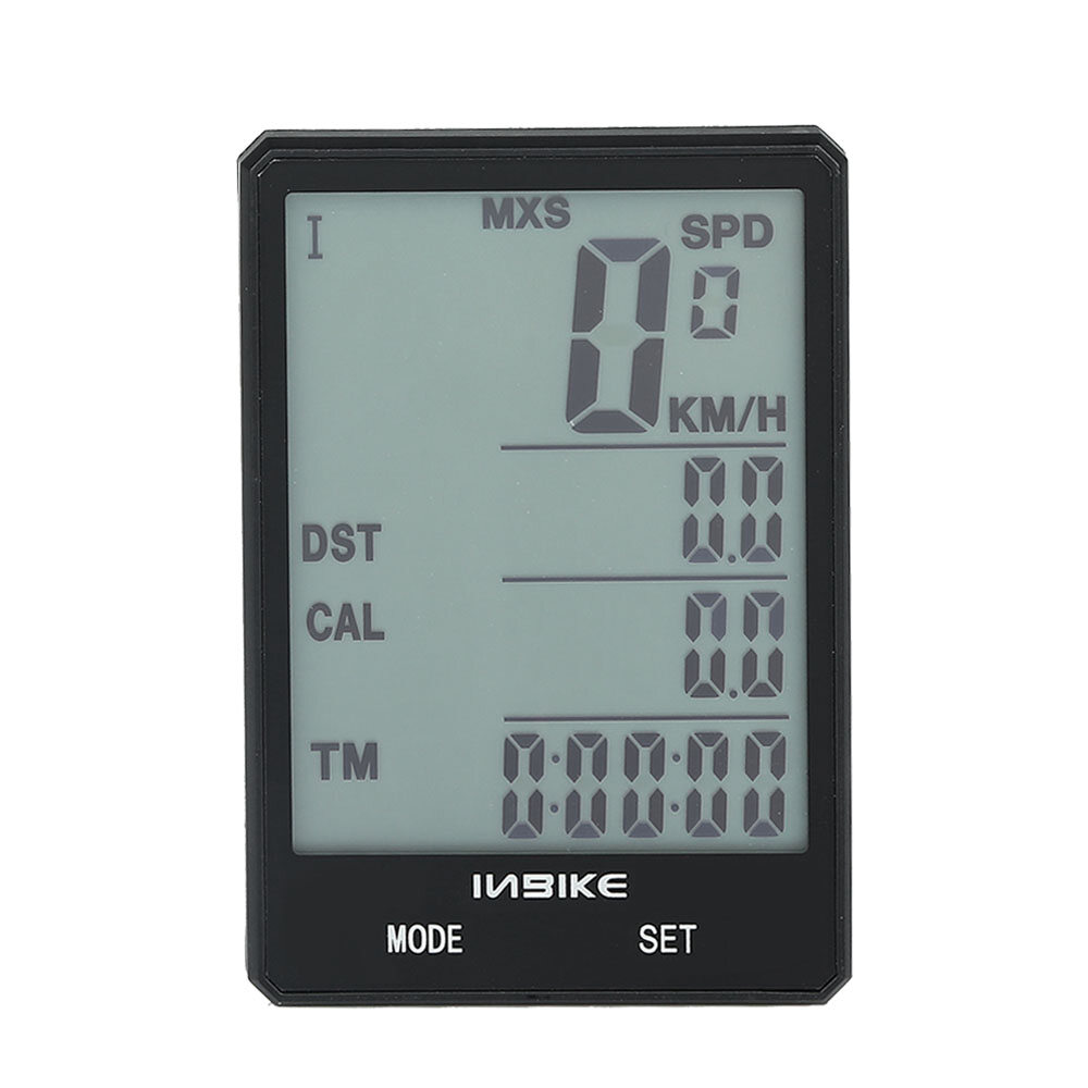 INBIKE Wire-less Bicycle Speedometer 2.8in Waterproof LCD Display Computer Odometer with Backlight Multiple-function Wire-less Computer Odometer for Bike