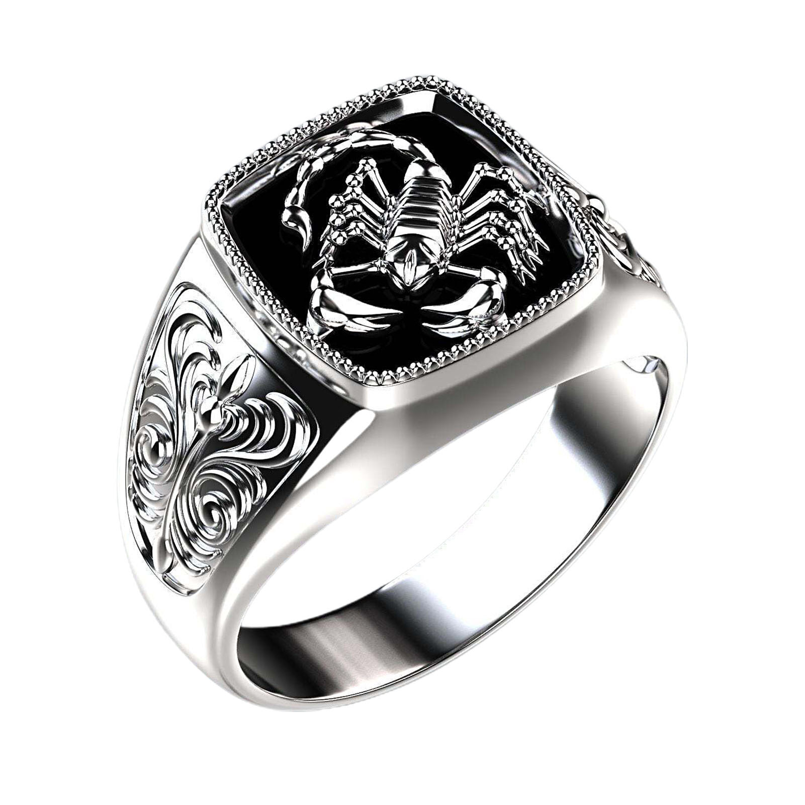 Creative Alloy Scorpio Relief Men Ring Silver Wedding Band Jewelry Accessory for Anniversary