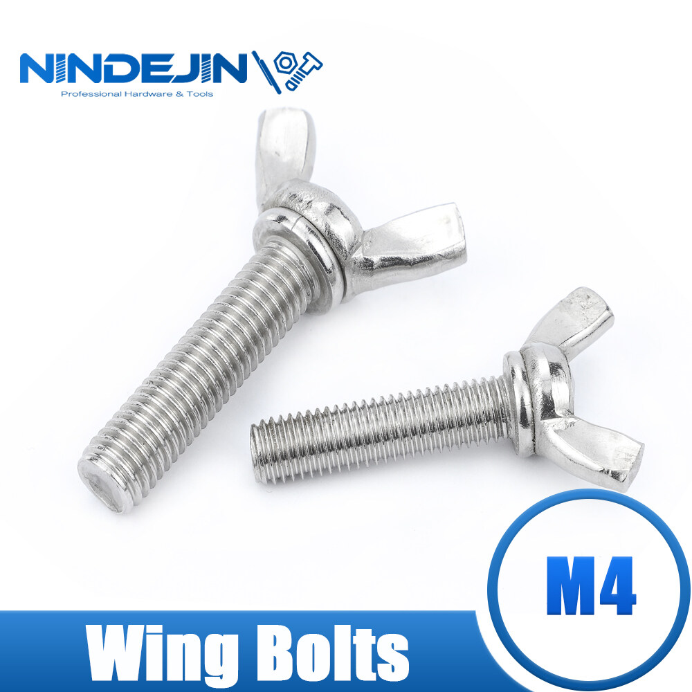 Nindejin 5pcs Wing Bolts Butterfly Screw 304 Stainless Steel M4 Wing