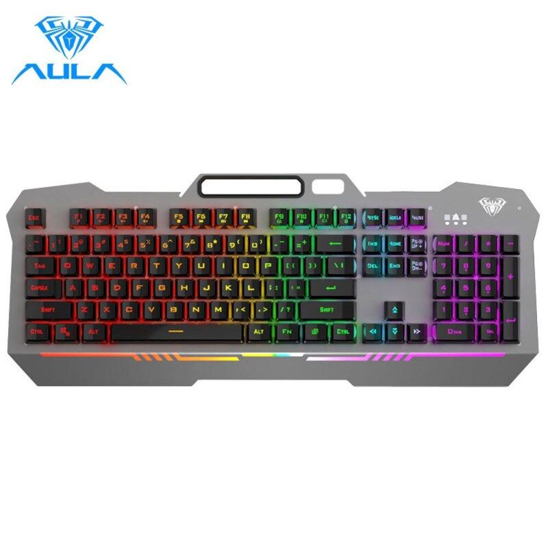 Nicetech AULA F3010 Wired Gaming Keyboard 26 Keys Anti-ghosting Ergonomic Metal Panel Mix Backlit LED Gamer Keyboard For Desktop Laptop Singapore