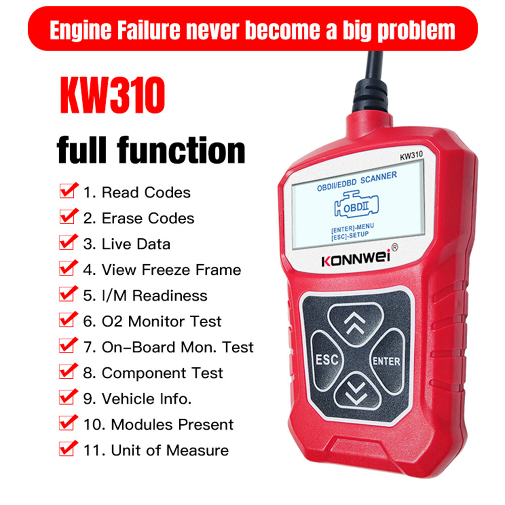 Máy Quét Ô Tô Đa Năng KONNWEI KW310, Đầu Đọc Mã Ô Tô Chuyên Nghiệp, Thùng Xe Công Cụ Quét Chẩn Đoán