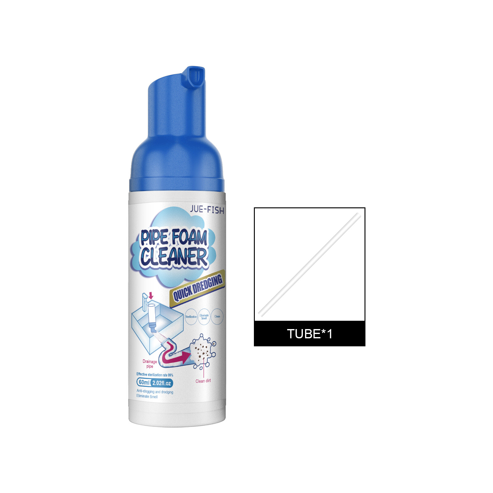 Jue-Fish Drain Pipe Foam Cleaner Spray All-purpose Dredge Deodorant Drain Clog Remover Household Pipe Dredging Tool Prevent Blockage Foam Clean Sewer Toilet Agent