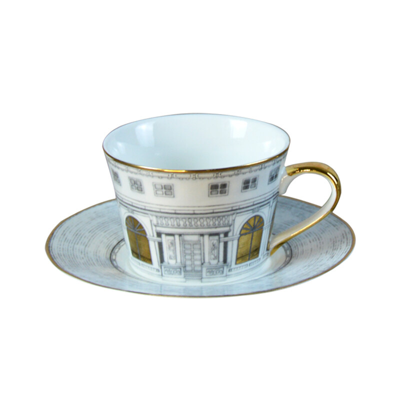 Porcelain Luxury Gold Tea Cup And Saucer Set ถ้วยกาแฟเซรามิควินเทจพร้อม