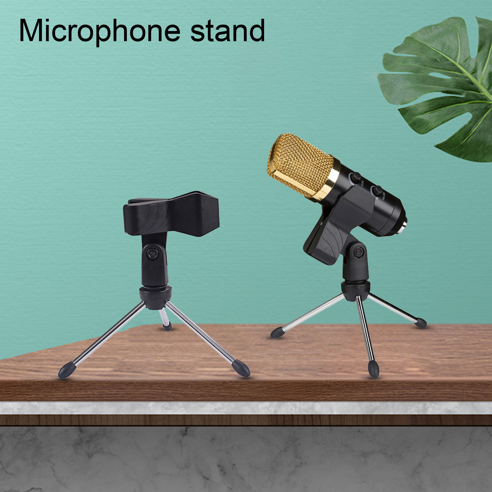 zhanxing Microphone Stand Universal Shockproof Adjustable Desktop Microphone Tripod Clip Holder for Broadcast