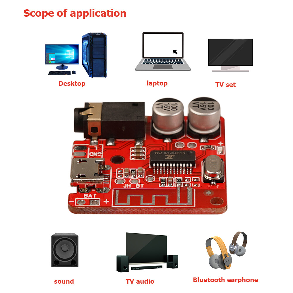 DIY Bluetooth 5.0 Audio Receiver Board 3.5mm MP3 Music Player PCB Decoder Module Audio Accessories