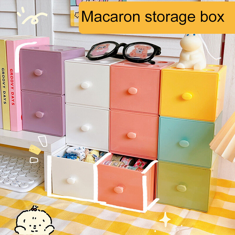 ZUOGUAN Hộp Đựng Hình Vuông Macaron Màu Kẹo Để Bàn Hộp Đựng Khối Xây Dựng Kết Hợp Miễn Phí Hộp Đựng Trang Sức Mỹ Phẩm