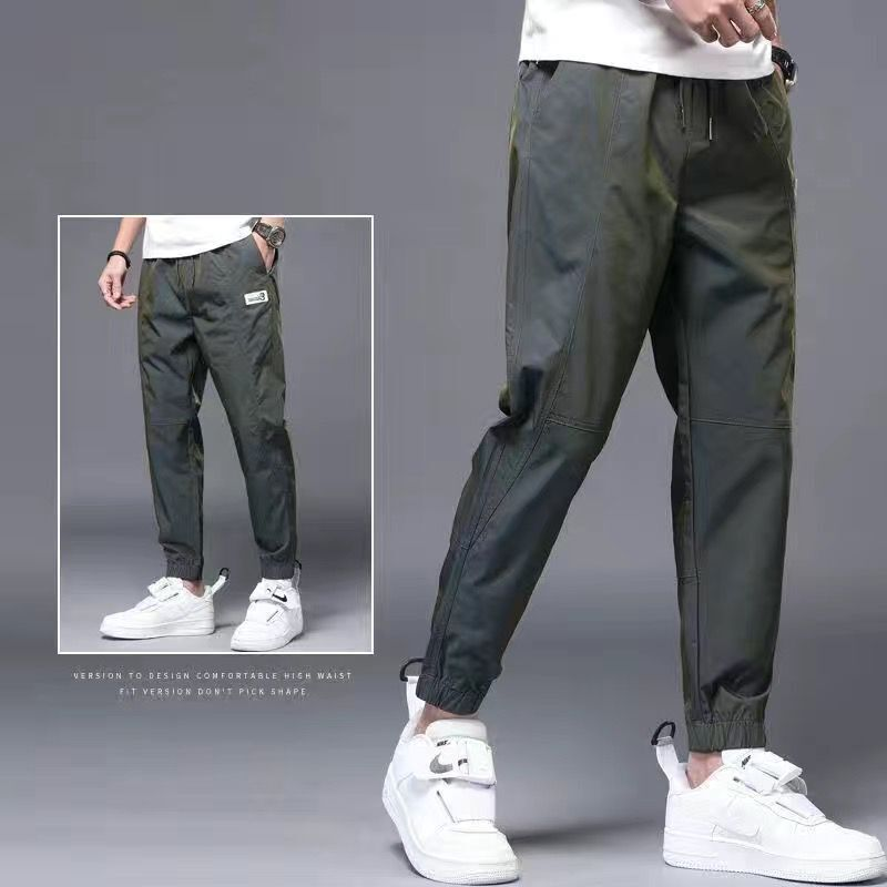 BusinessElite Ice Silk Pants Men's Summer Loose-fitting 9-point Pants New Quick-drying Casual Overalls Change Color Thin Trousers Oversized 4DP158