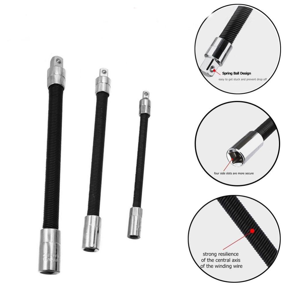 MICANGP 1/4 3/8 1/2 Socket Extension Rod Workshop Tool Ratchet Wrench Extender Power Tools Flexible Extension Rod Extension Connective Rod Drive Socket Extension Bar Adapter Drive Adapter