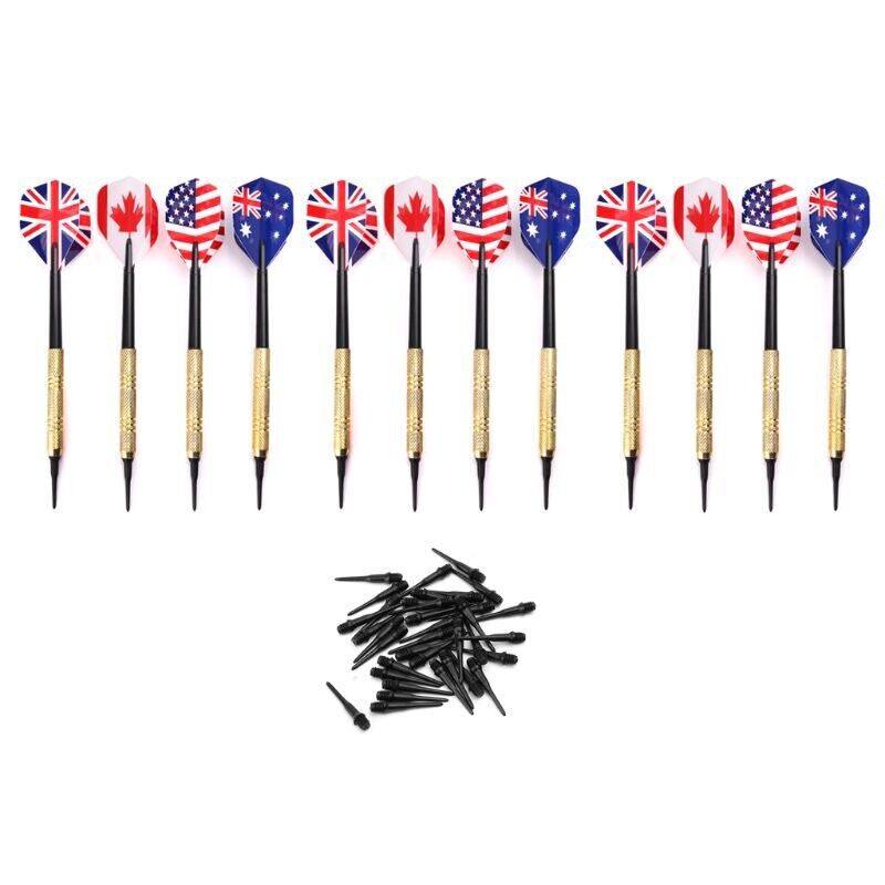 Darts12pcs Professional Soft Tip Darts With 36pcs Extra Tips Plastic