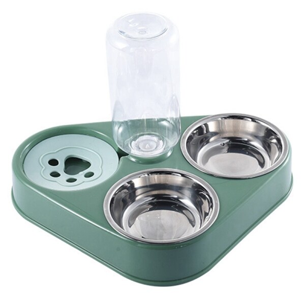 Pet Cat Bowl Automatic Feeder Dog Cat Food Bowl with Water Fountain Double Bowl Drinking Raised Stand Dish Bowls