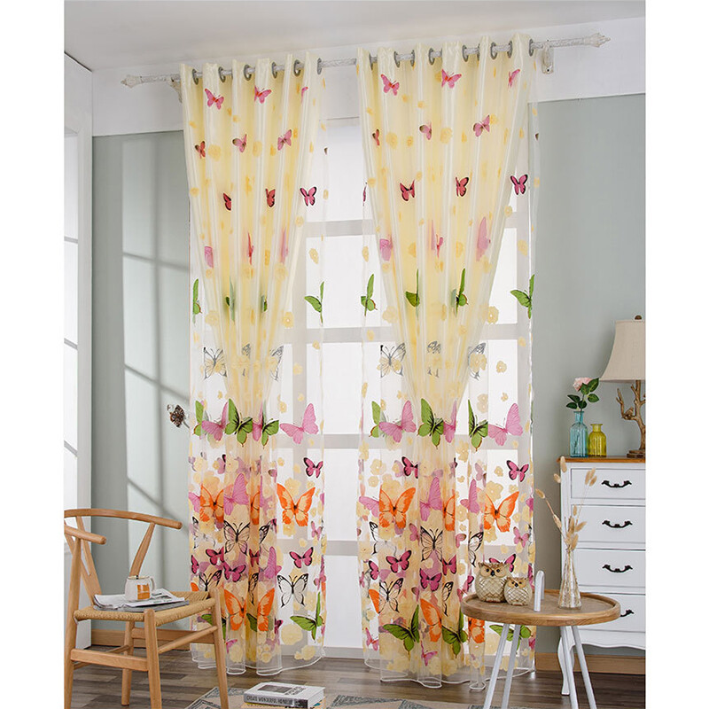 KS New printed big butterfly yarn finished curtain