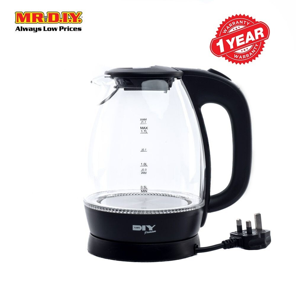 electric kettle MR.DIY Premium Glass Electric Kettle (1.7L) Lazada