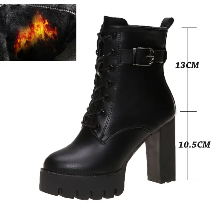 womens black chunky heel boots