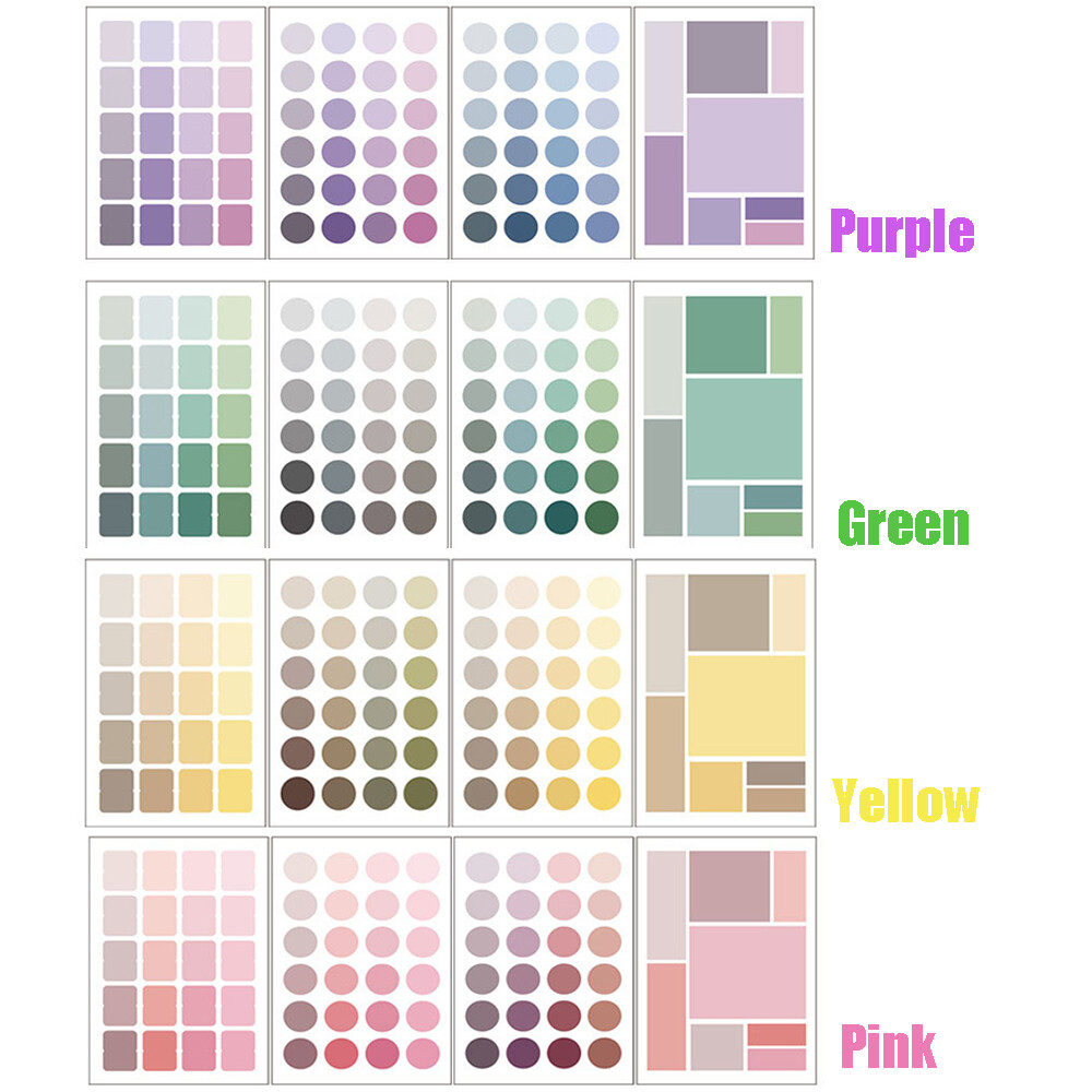 1 pc 4 Sheets/Set Multifunctional Basic Label Stickers Kawaii Dot Paper Adhesive Sticker For Kids DIY Scrapbooking Albums Stationery Supplies