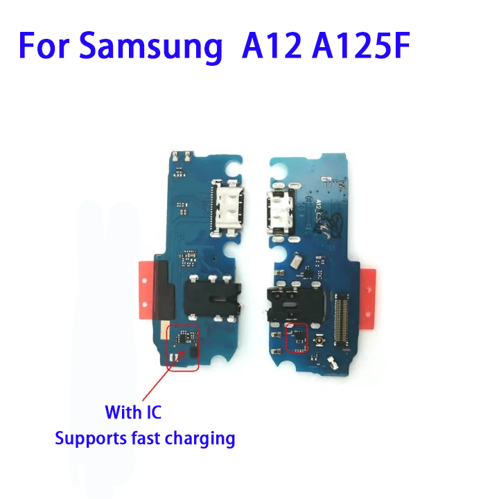USB Charging Dock Port Socket Jack Plug Connector Charge Board Flex Cable For Samsung Galaxy A12 A125F Microphone Module With IC