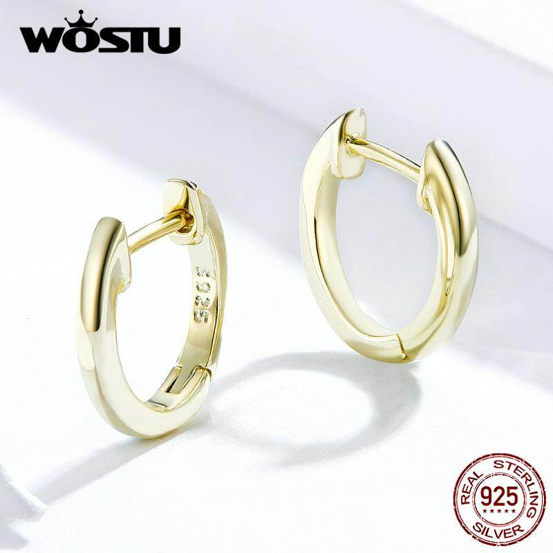 WOSTU Tiny Hoop Earrings for Women Gold/Silver/Rose Gold 3 Colors 925 Sterling Silver Small Ear Hoops Female Jewelry Fashion ZBSCE808 Nov1
