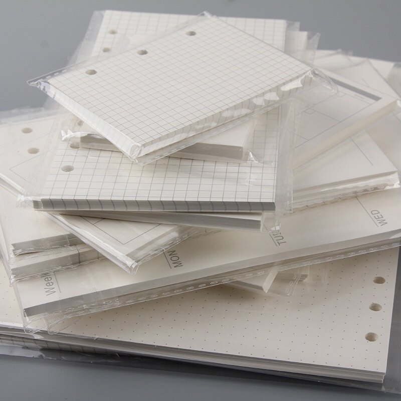 80 Sheets 6 Rings Grid Inner A5 A6 PVC Soft Cover Binder Notebook Loose-leaf Notebook Planner Journal Student Office Stationary Supplies