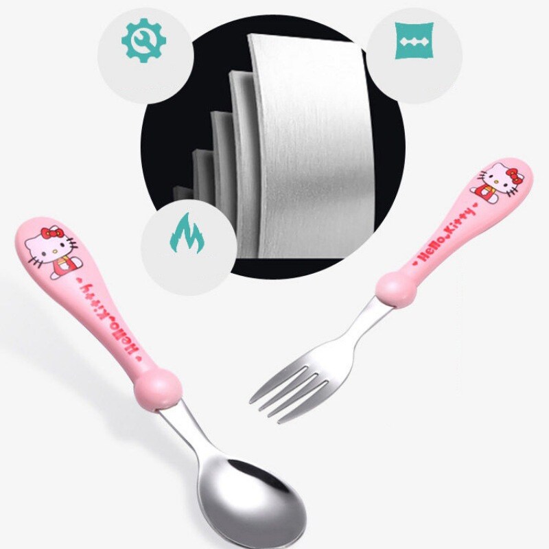 Baby Training Equipment Set Kids Learning Tableware, Stainless Steel Practice Chopsticks Fork Spoon Household Tableware