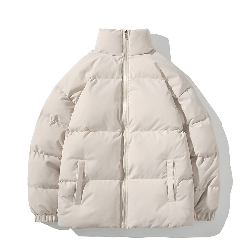 SINRANSINYA丨Áo Khoác Cotton Màu Trơn Dáng Rộng Cỡ Lớn Cho Nam Áo Khoác Cotton Cổ Đứng Dày Dặn Quần Áo Cotton Cho Nam