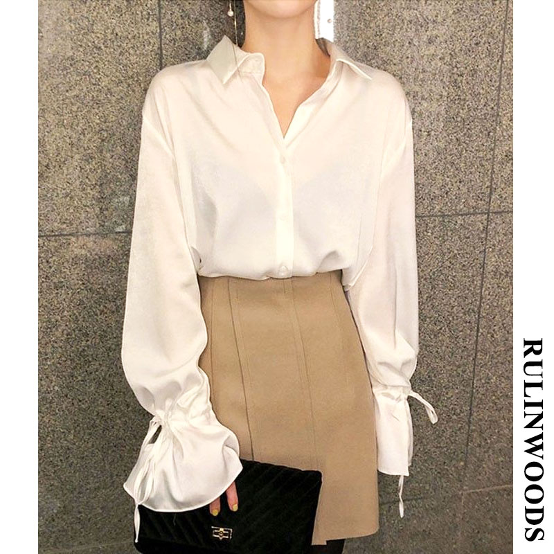 CHICCHIC Áo sơ mi thời trang nữ tay áo loe áo sơ mi