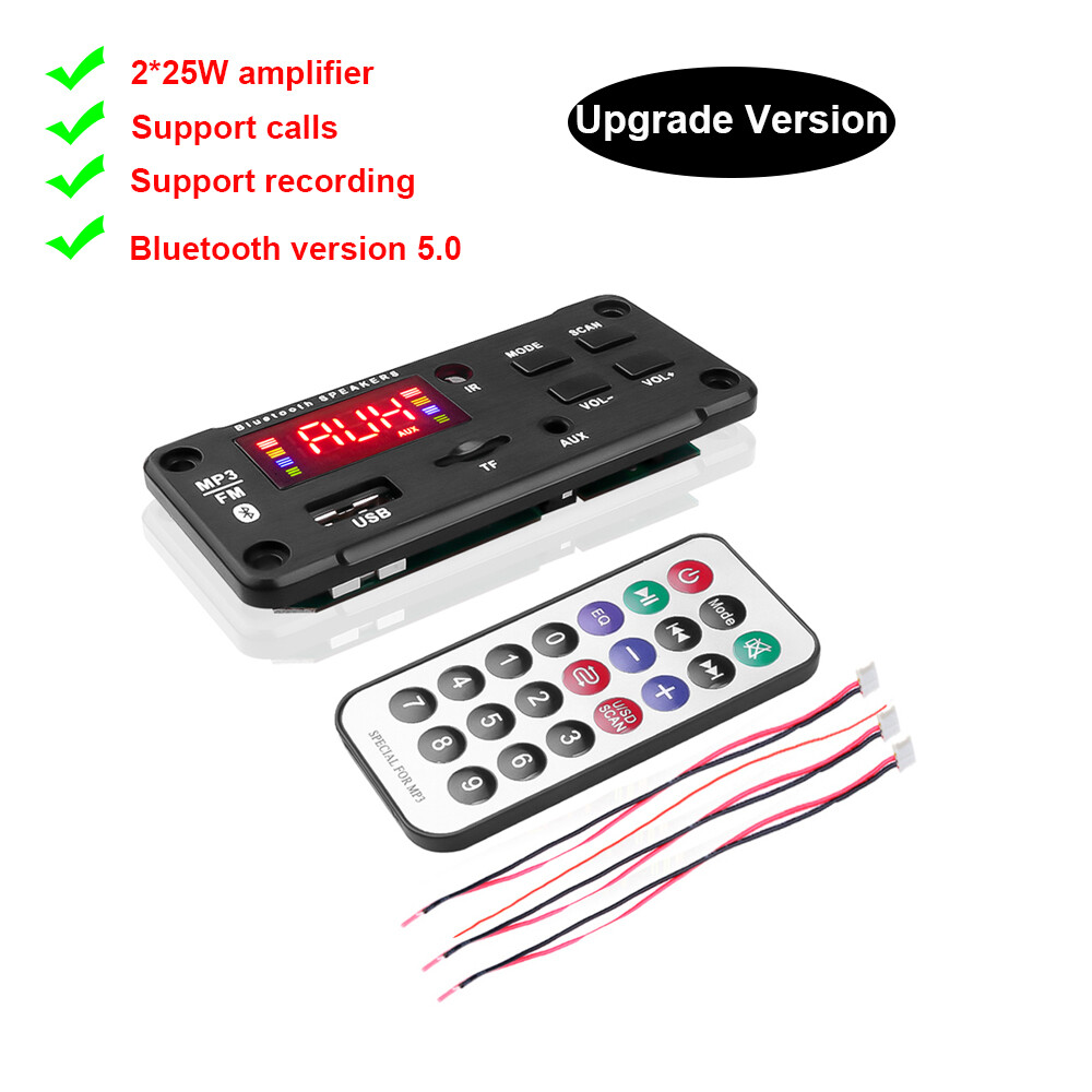 5V-12V Bluetooth 5.0 MP3 Player Decoder Board Handsfree Car Radio With MIC Support Recording FM TF Card AUX Audio Module For Car