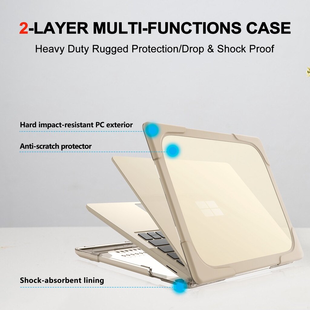 Transparent Heavy Duty Hard Shell Case for Microsoft Surface Laptop 4 / 3 15" with Metal Keyboard,Protective Cover with Kickstand for Surface Laptop 4 / 3 15 inch 2021