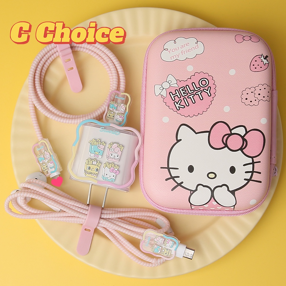 【Ready Stock】 Cartoon Charger Protector Compatible for iPhone 18W/20W Wave KT Pattern Soft Silicone charger case cover Charger Cable Winder Cord Protector for Earphone [cchoice]