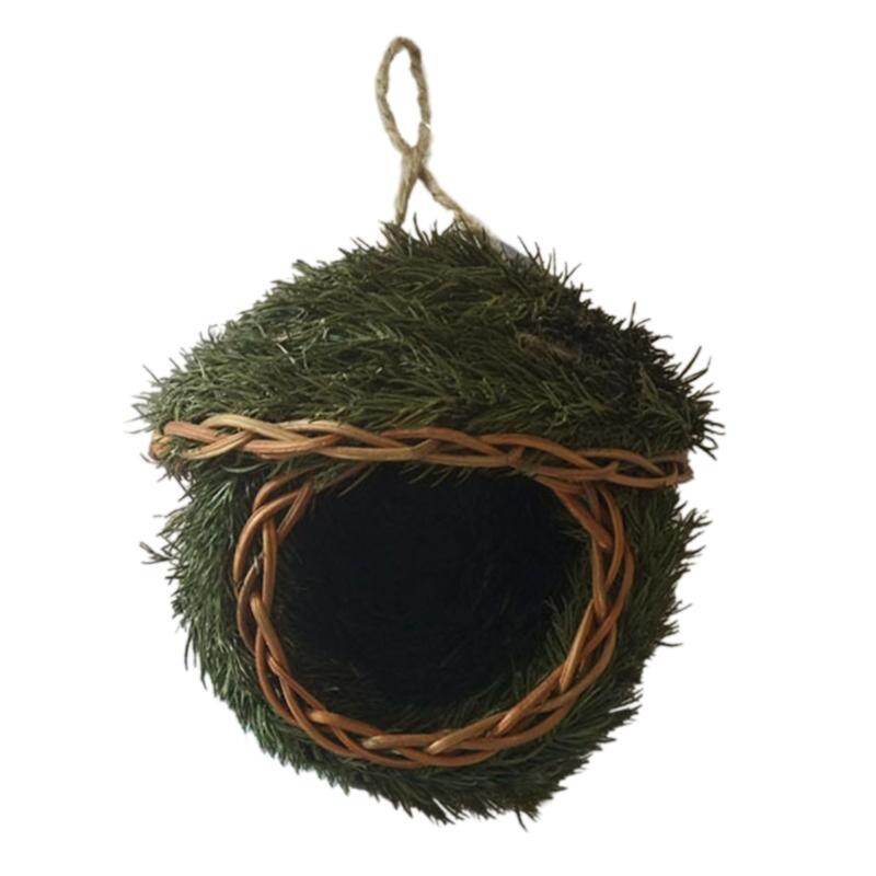 Hand-Woven Bird House Natural Grass Bird Nest Shelter Hut Small Bird Hideaway Outside Hanging Resting Place