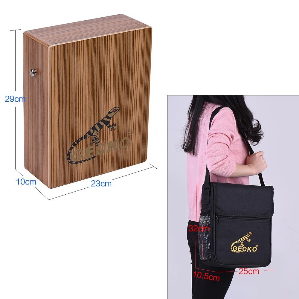 GECKO C68Z Portable Traveling Cajon Box Drum Hand Drum Wood Percussion Instrument with Strap