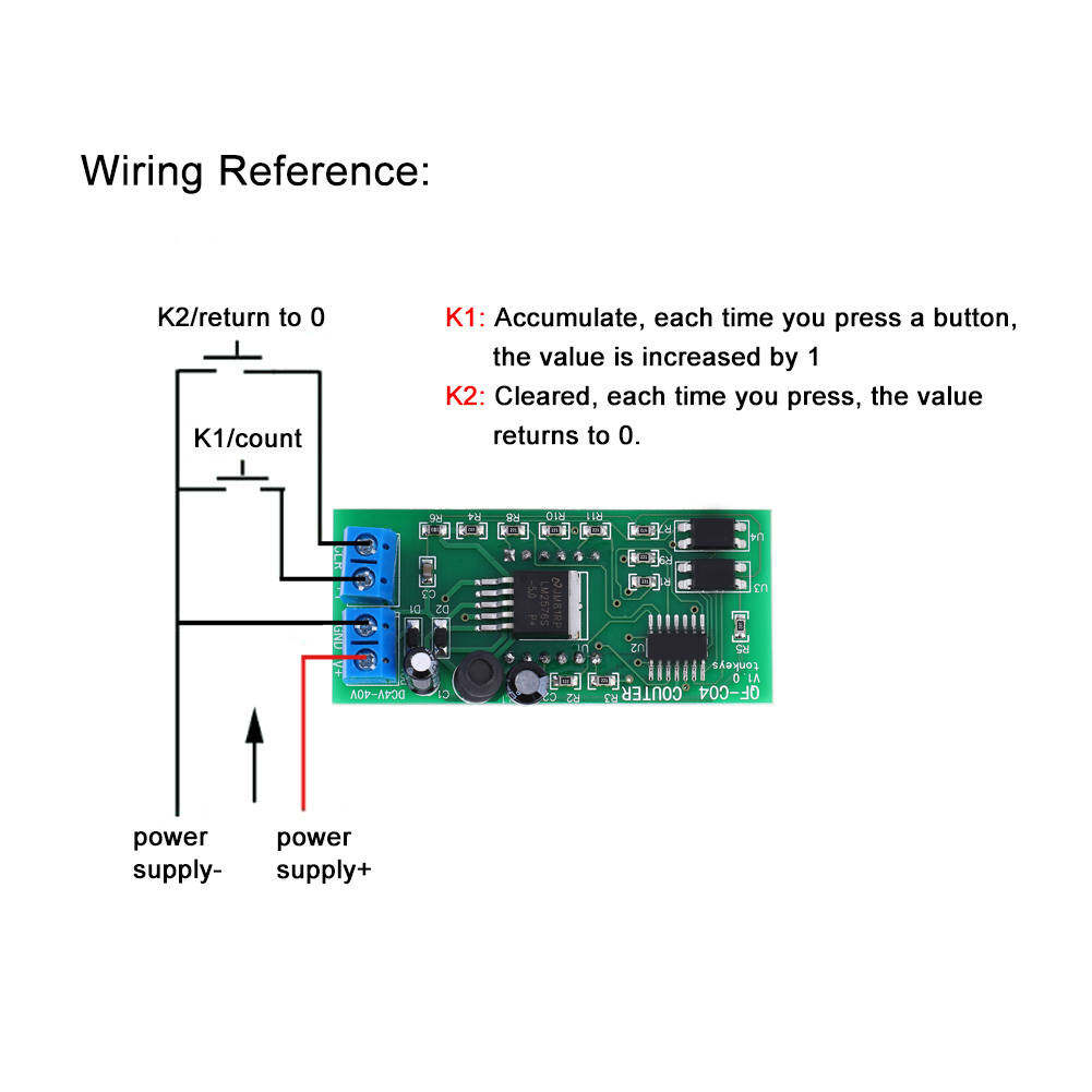 9999 Counter Module 4-Digit Digital Display + Memory Function QF-C04 DC4-40V