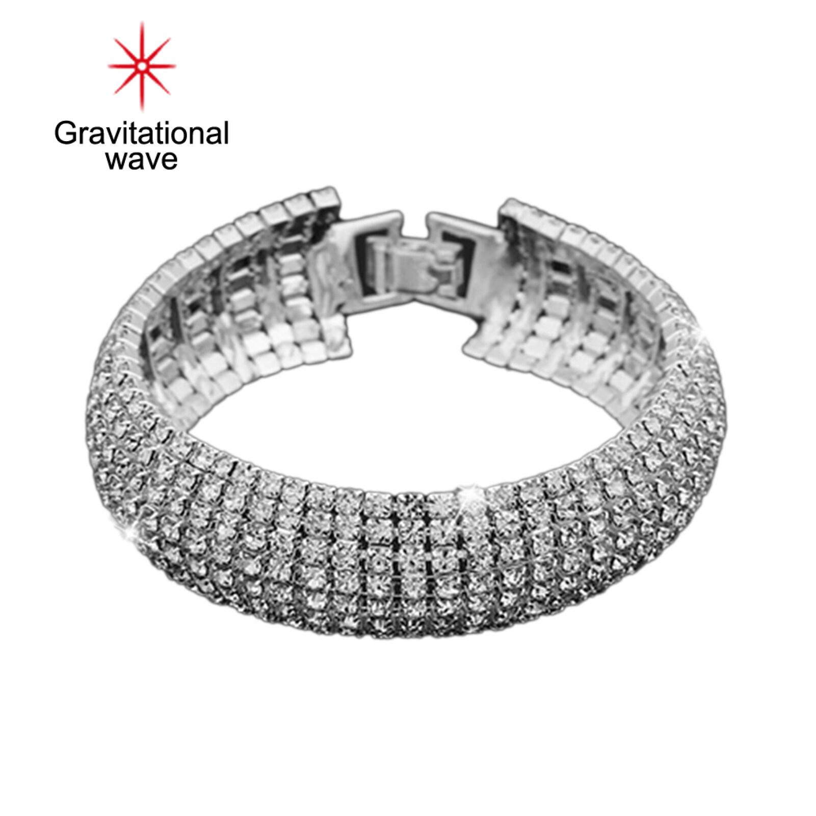 Gravitational wave Women Roman Style Rhinestone Wide Bangle Bracelet Jewelry Gift for Wedding Party Banquet