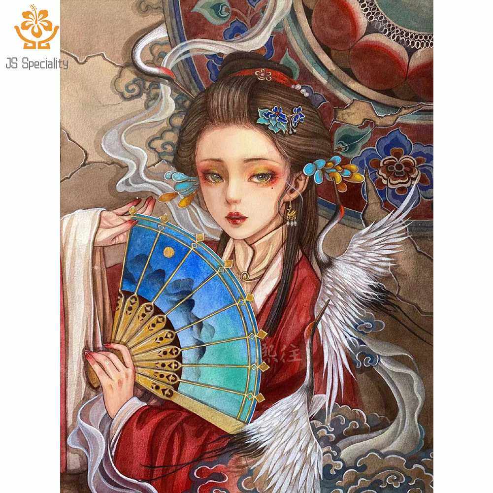 50x65cm Full Embroidery Eco-cotton Thread 11CT Printed Beauty Cross Stitch Kit Artwork