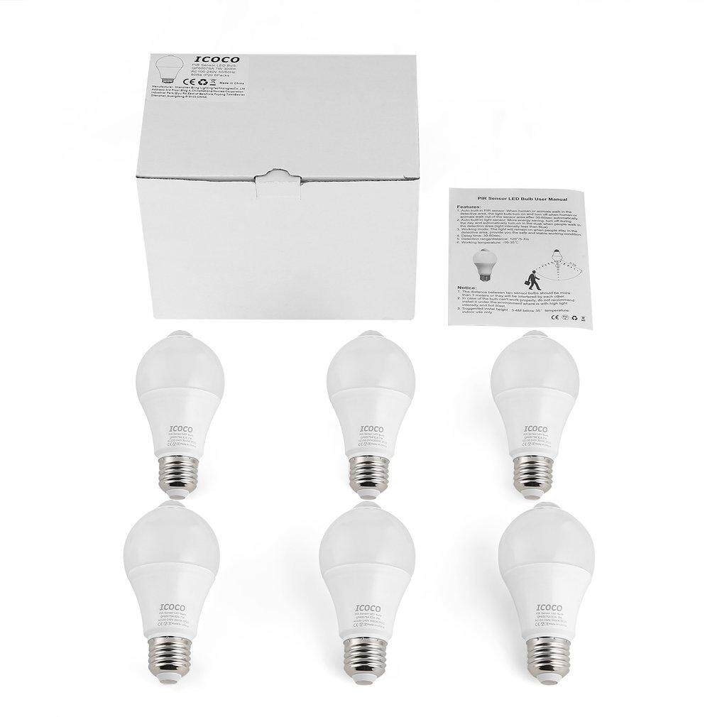 GGSHOP ICOCO 6 CẢM BIẾN Chuyển Động Cảm Biến Bóng Đèn LED Đèn Bóng Đèn E26 7 W 3000 K cho Cửa Nhà Để Xe