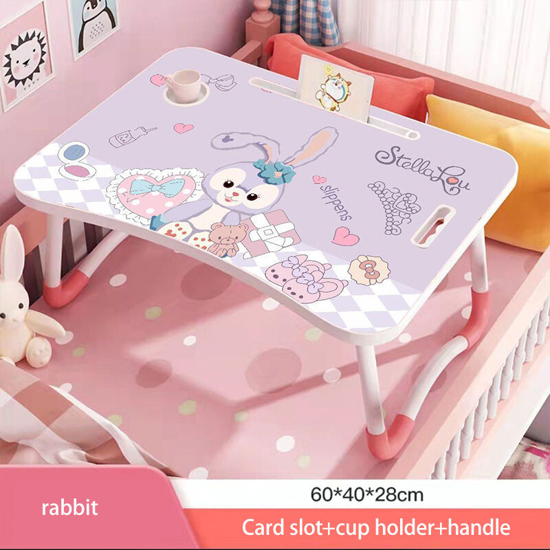 JJT Folding table, multi-purpose table, Japanese table, notebook table, water cup, phone card slot, used in the house, on the bed, in the dormitory, small and easy to carry.