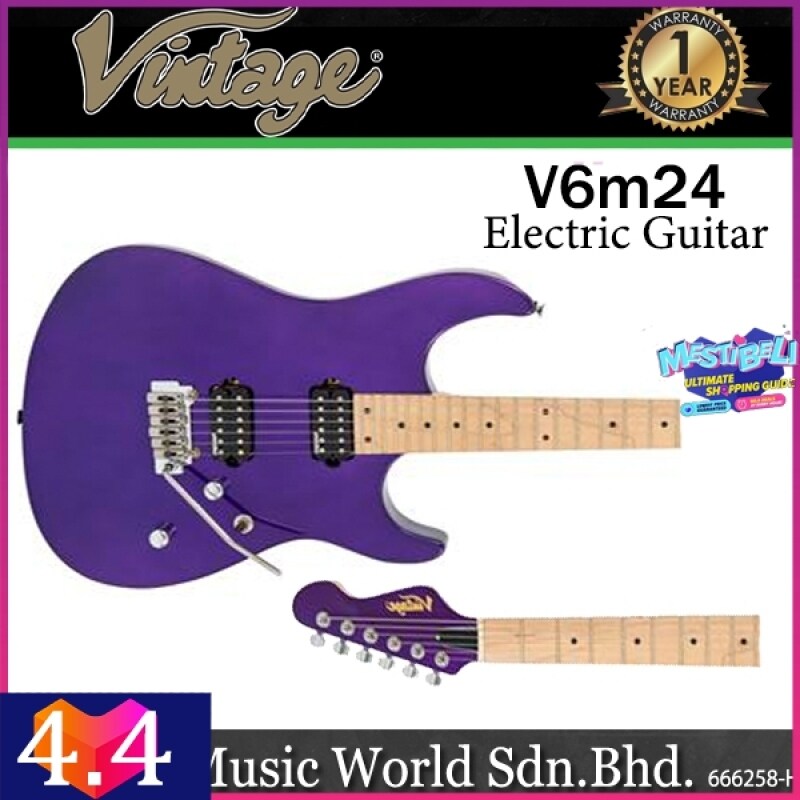 Vintage V6M24PL Reissued American Alder Body HH Pickup Electric Guitar Purple (V6M 24PL) Malaysia