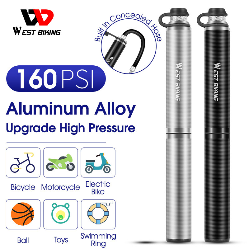 WEST BIKING 300 Psi Mini Bike Pump With Gauge Mountain Road Bicycle High Pressure Hand Air Pump CNC Cycling Pump Tire Inflator