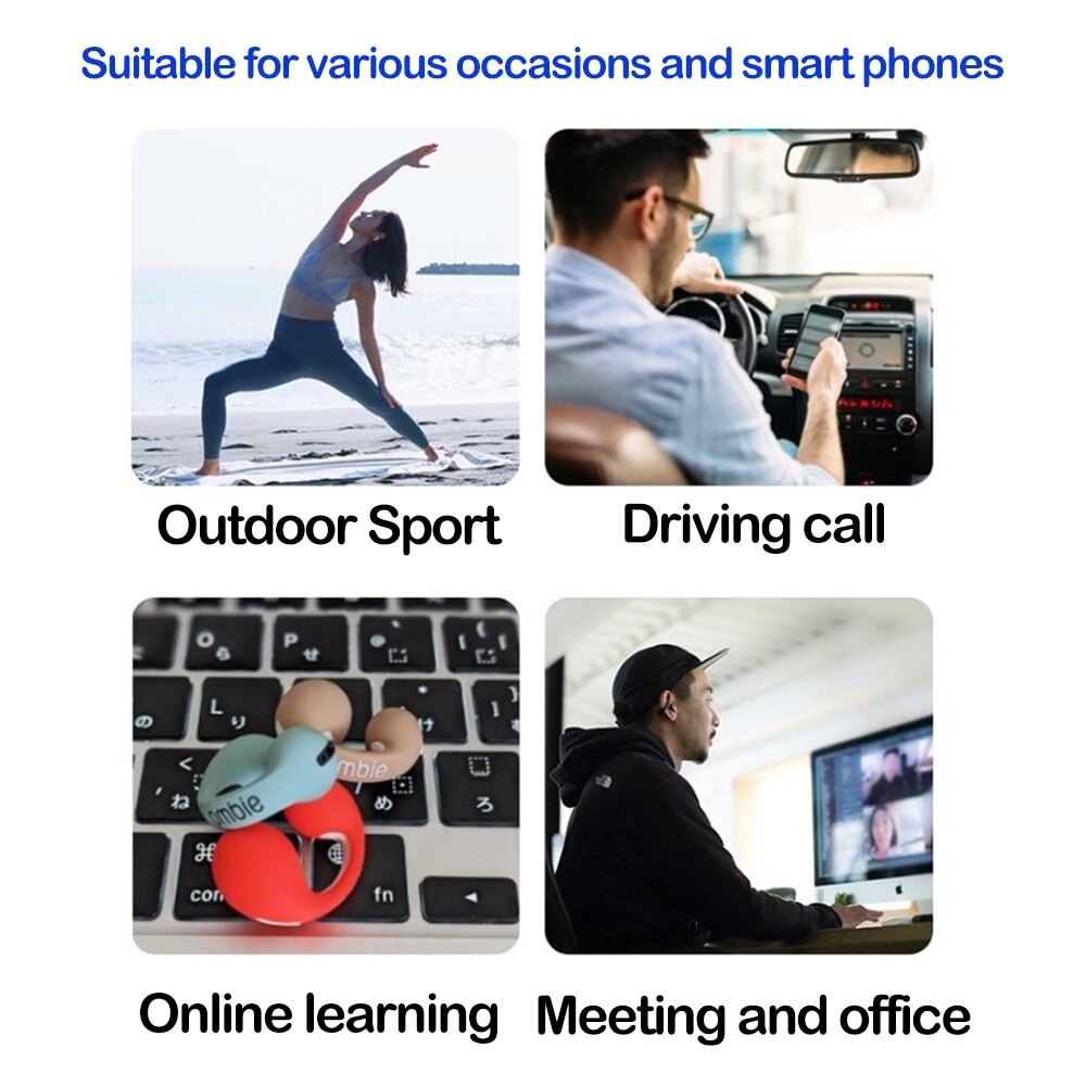 Bông Tai Chính Hãng Ambe Same Style Dẫn Truyền Âm Thanh Qua Xương Bluetooth Không Dây Chân Thật Tai Nghe Ear Pad Tai Nghe Dạng Kẹp TWS Tai Nghe Nhét Tai Thể Thao Sound Earcuffs RUIJA