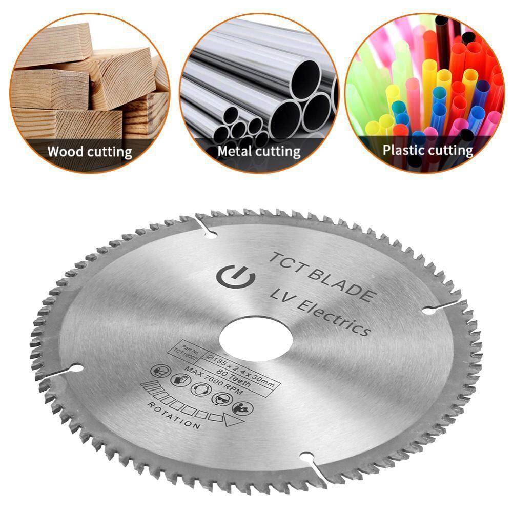 185mm Silver TCT Circular Saw Blade for Wood Cutting 80 Teeth + 3Pcs Reduction Rings