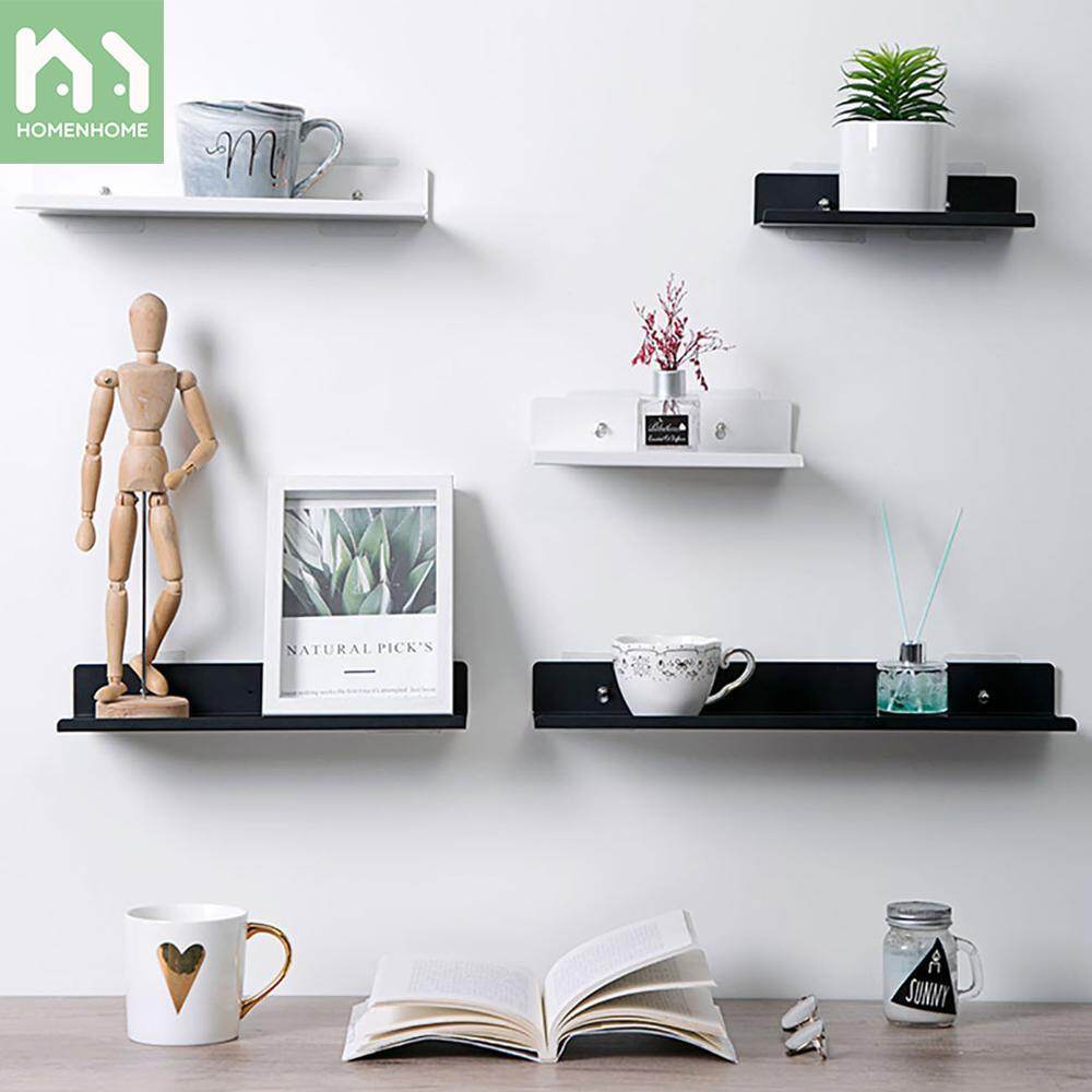 Homenhome Metal Shelf Organizer Wall Decorative Shelf for Flower Pot Artwork Bathroom Kitchen Wall Organizers