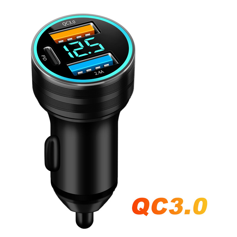 QC3.0+PD 20W Car Charger 66W Super Fast Charging 12V 24V Universal with Led  Voltage Display