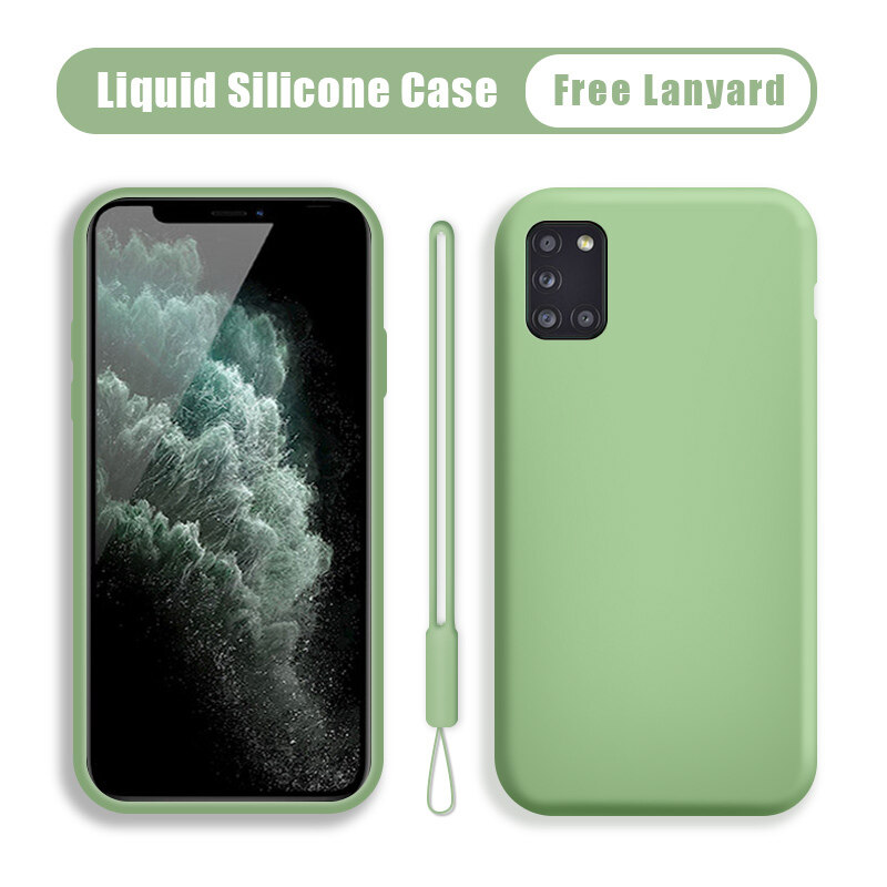 Hontinga Casing Case For Samsung Galaxy A31 Case Original Liquid Silicone Case Soft Slim Cover Cases Coque Funda Shockproof Casing Back Cover Sofecase For Boys Girls Men Women
