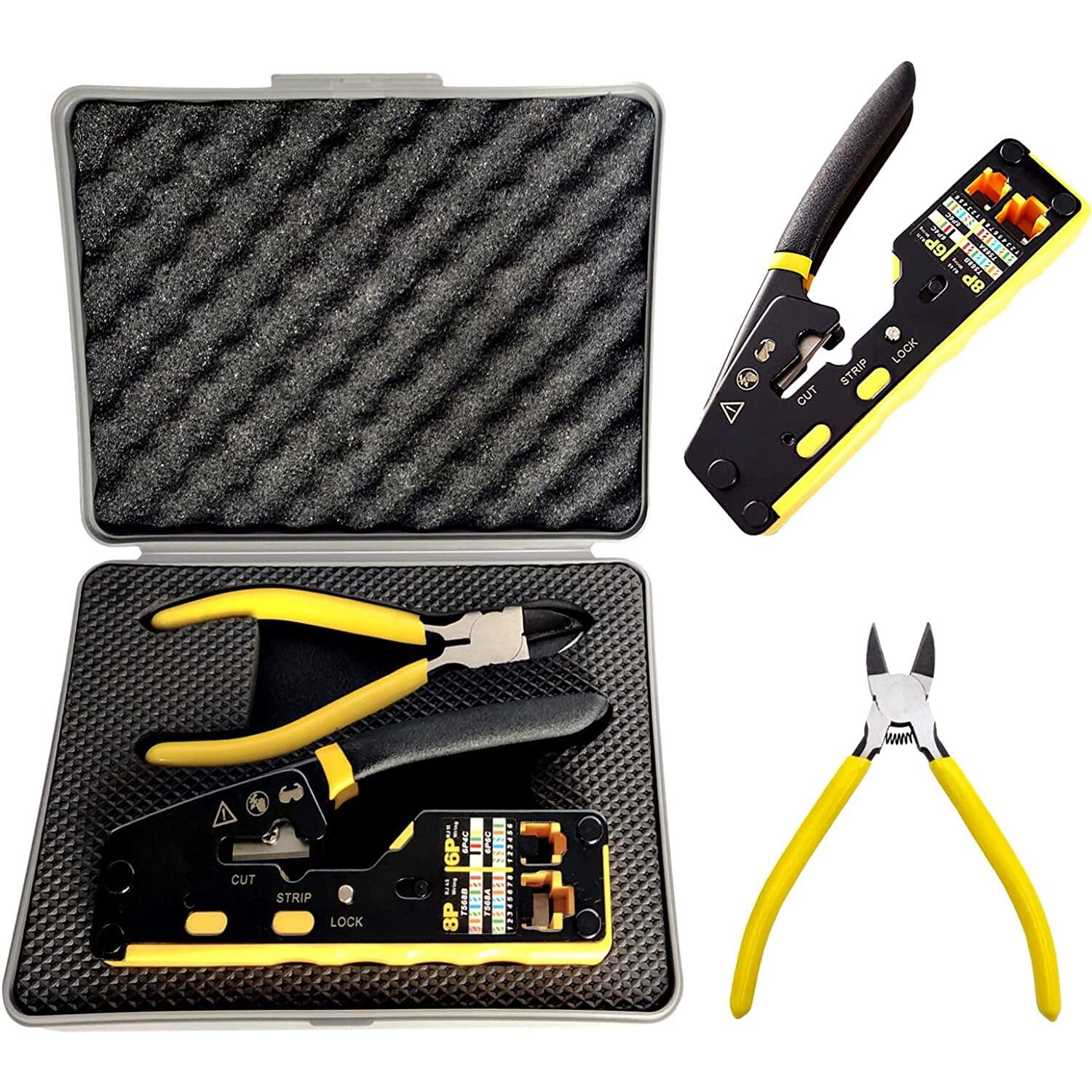 ZoeRax RJ45 Crimp Tool Kit Pass Through Cat6 Crimping Tool For Cat5