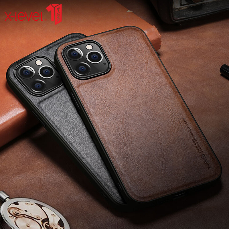 For iPhone 12 Pro Case 6.1“ X-Level Retro Leather Soft Silicone Edge Back Cover for iPhone 11 12 13 14 Pro Max funda High Quality
