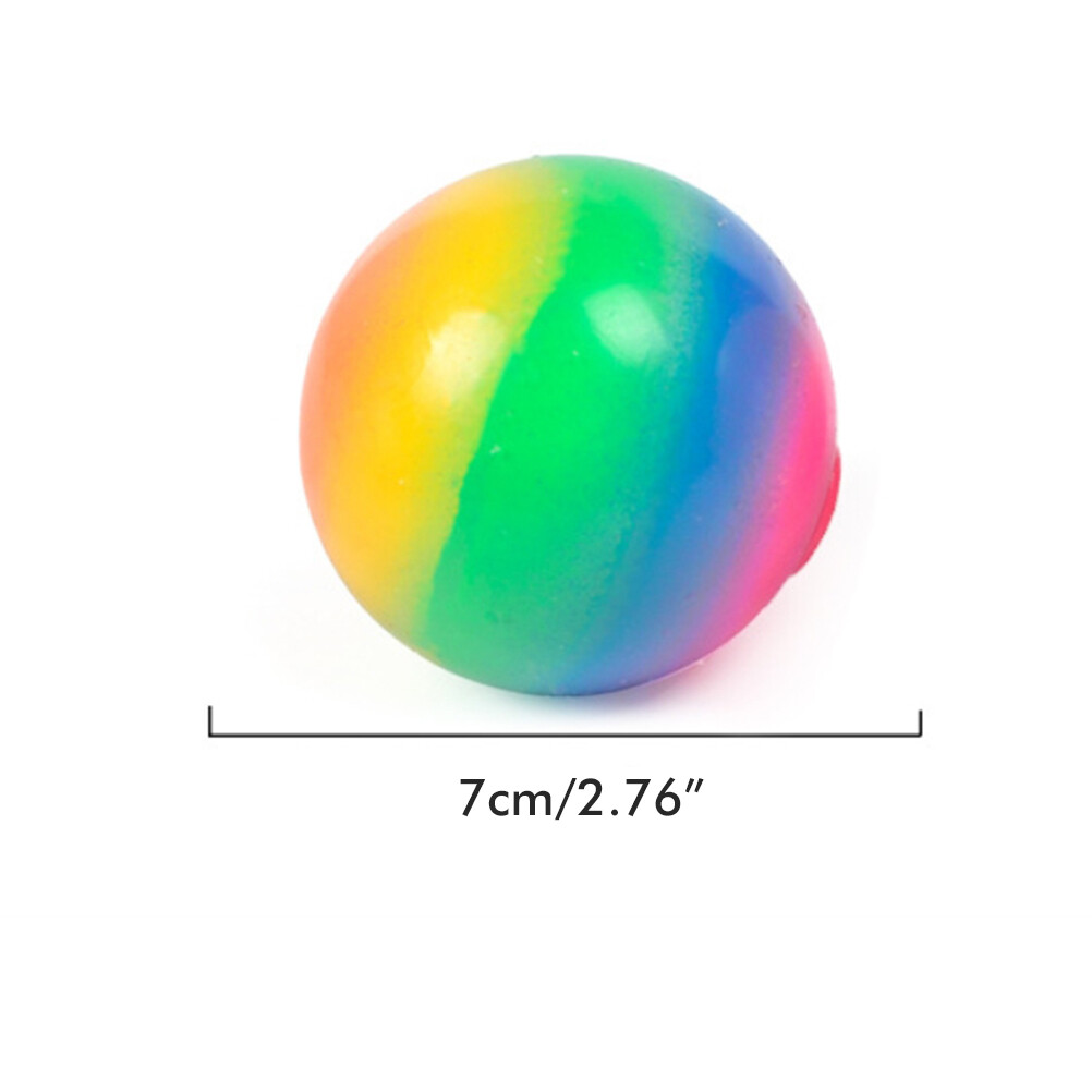 7CM Rainbow Balls Squeezers Hand Exercise Stress Balls Relieve Stress Slow Bounce Decompression Balls Toy